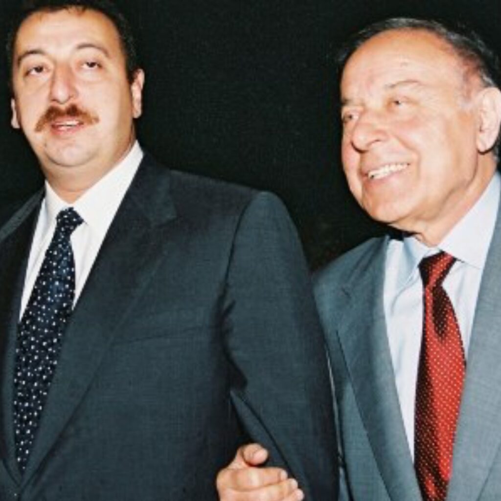 Azerbaijani leaders Heydar Aliyev and his son Ilham Aliyev, who played key roles in shaping Azerbaijan's state policies and propaganda. The Azerbaijani government has used the Khojaly event as a political tool, falsely blaming Armenians for a massacre to fuel anti-Armenian hatred. Under Ilham Aliyev’s leadership, the event has been repeatedly exploited to justify hostility and aggression toward Armenians, contributing to ongoing ethnic tensions in the region.