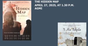 Poster for Echoes of Survival: A Trilogy of Truth film series, featuring The Hidden Map, New Homeland, and They Won Through Living, screening in Armenia in April 2025.