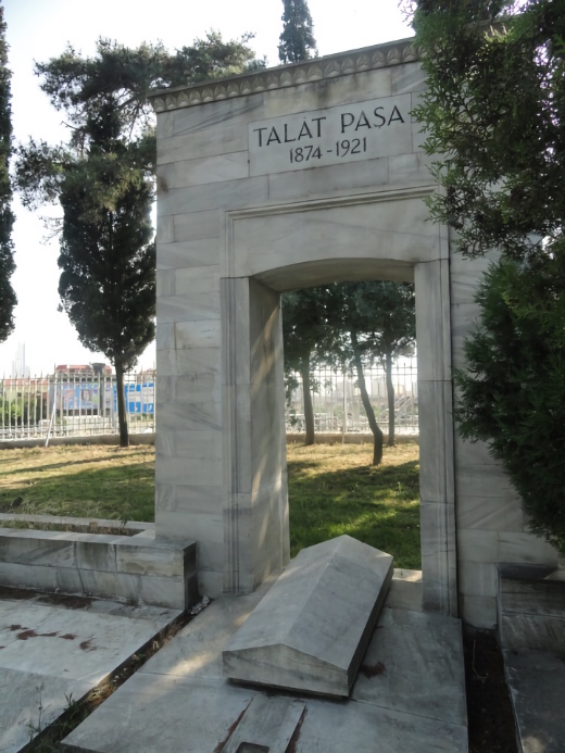 Tomb of Talat Pasha in Istanbul, Turkey, honouring the architect of the Armenian Genocide as a national hero, symbolizing Turkey's institutional denial.