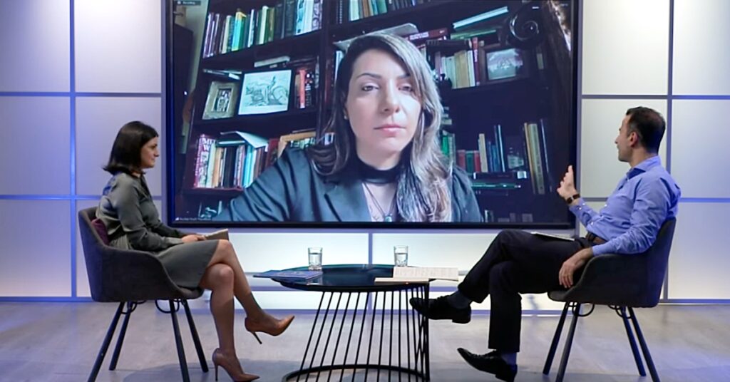 Dr. Tamar Marie Boyadjian appears on Բուն TV during a televised interview on July 21, 2024, discussing her literary work, Armenian identity, and cultural preservation, ahead of her appointment as Vice-Chair of the Armenian Genocide Museum of Canada.